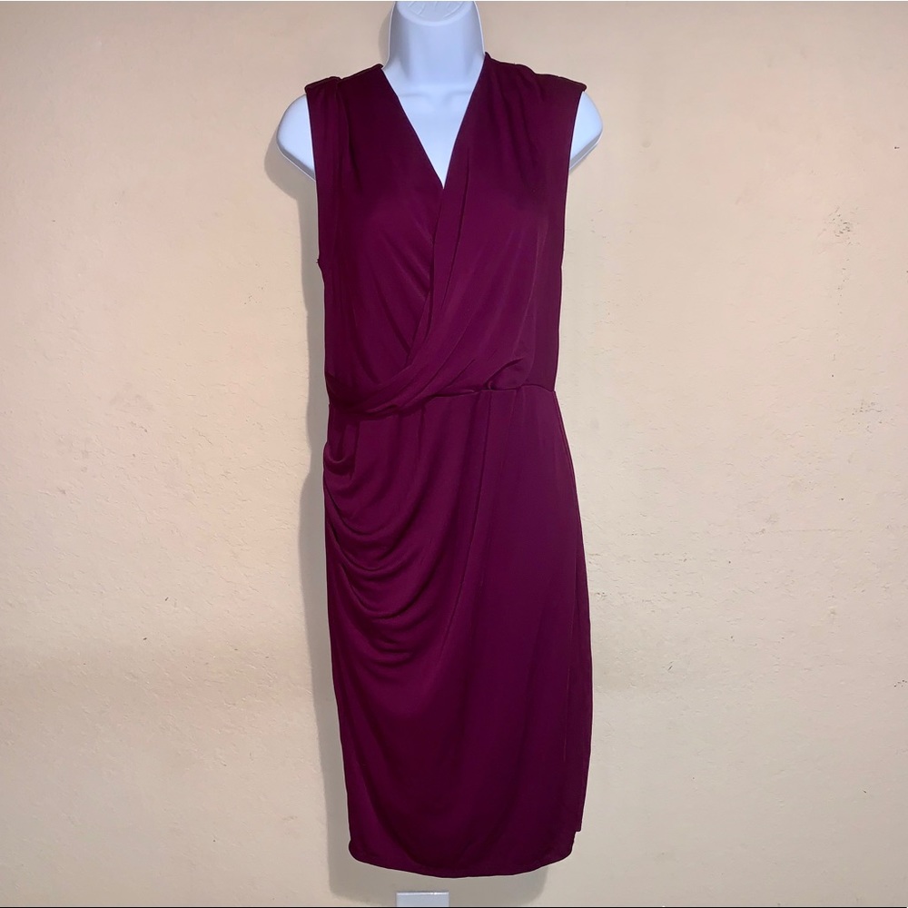 Robert Rodriguez Burgundy Faux Wrap Dress Size S